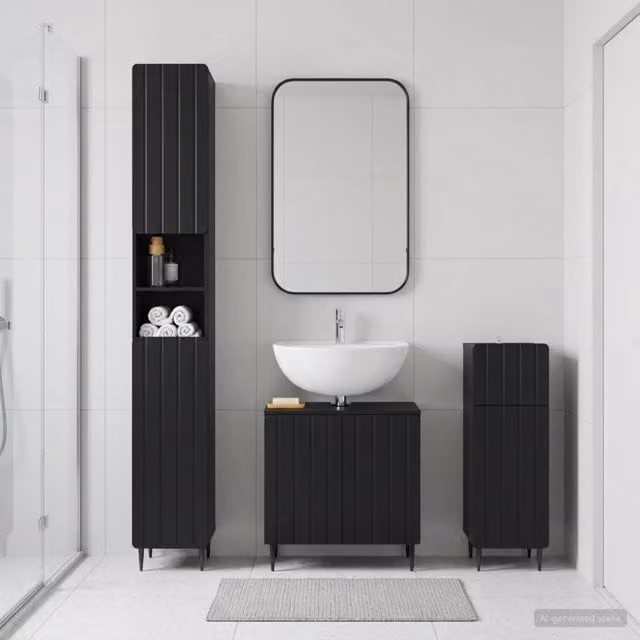 Set di armadietti da bagno in 3 pezzi ZWOLLE Nero 3417838