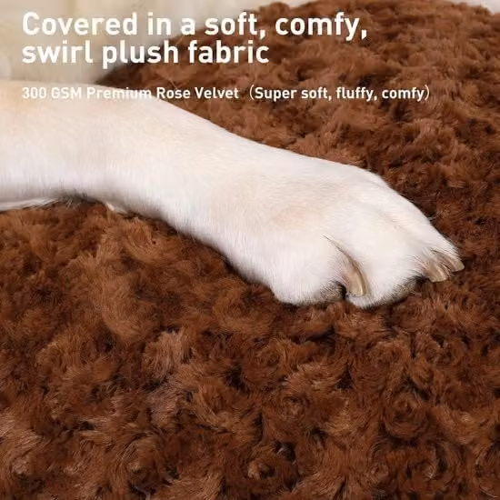 Letto per cani grandi, lavabile, morbido, cuscino per cani grandi e medi, fondo antiscivolo, respirante, letto per animali domestici, cuscino per cani, marrone, 90 x 60 cm