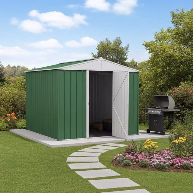 Box porta attrezzi casetta in Acciaio Zincato 276x260cm x h2.12m - 110KG - 7,2mq - VERDE