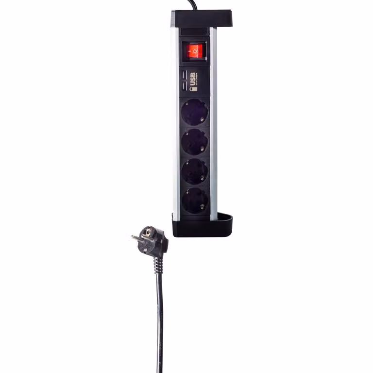 shiverpeaks Ciabatta da tavolo a 4 prese con funzione di ricarica USB