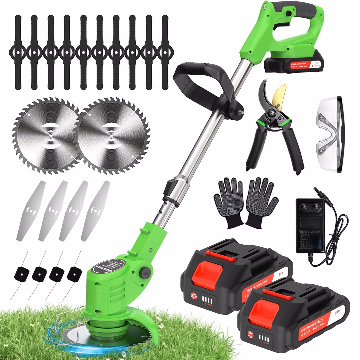 Tagliasiepi a batteria Accu - Potenza: 800 W - Colore: Verde chiaro - Batteria: 12V - Senza fili