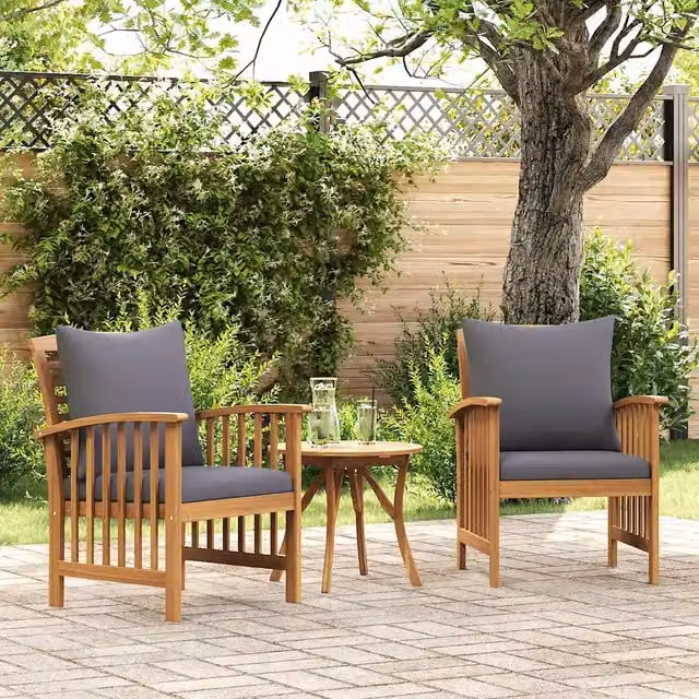 Sedie da Giardino con Cuscini 2 pz in Massello di Acacia 310258