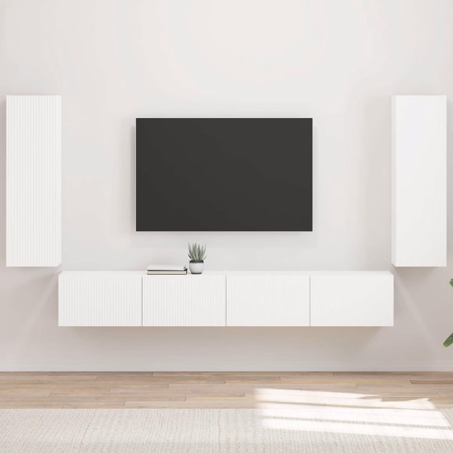 vidaXL Set di 4 Mobiletti da TV a Parete Moderni in MDF Bianco Opaco
