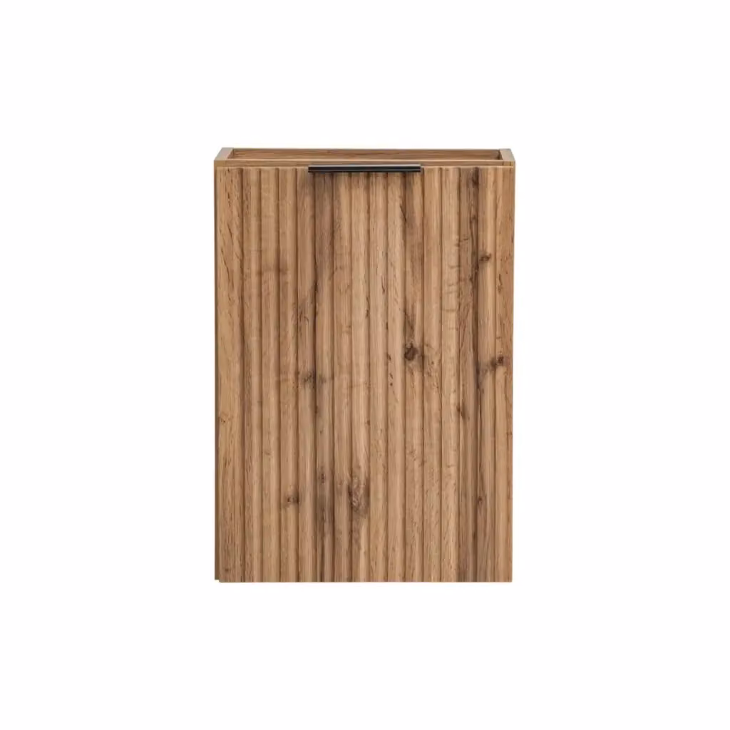 Mobile sottolavabo sospeso Meublorama in legno color marrone rovere con ante a battente per bagno moderno – 2