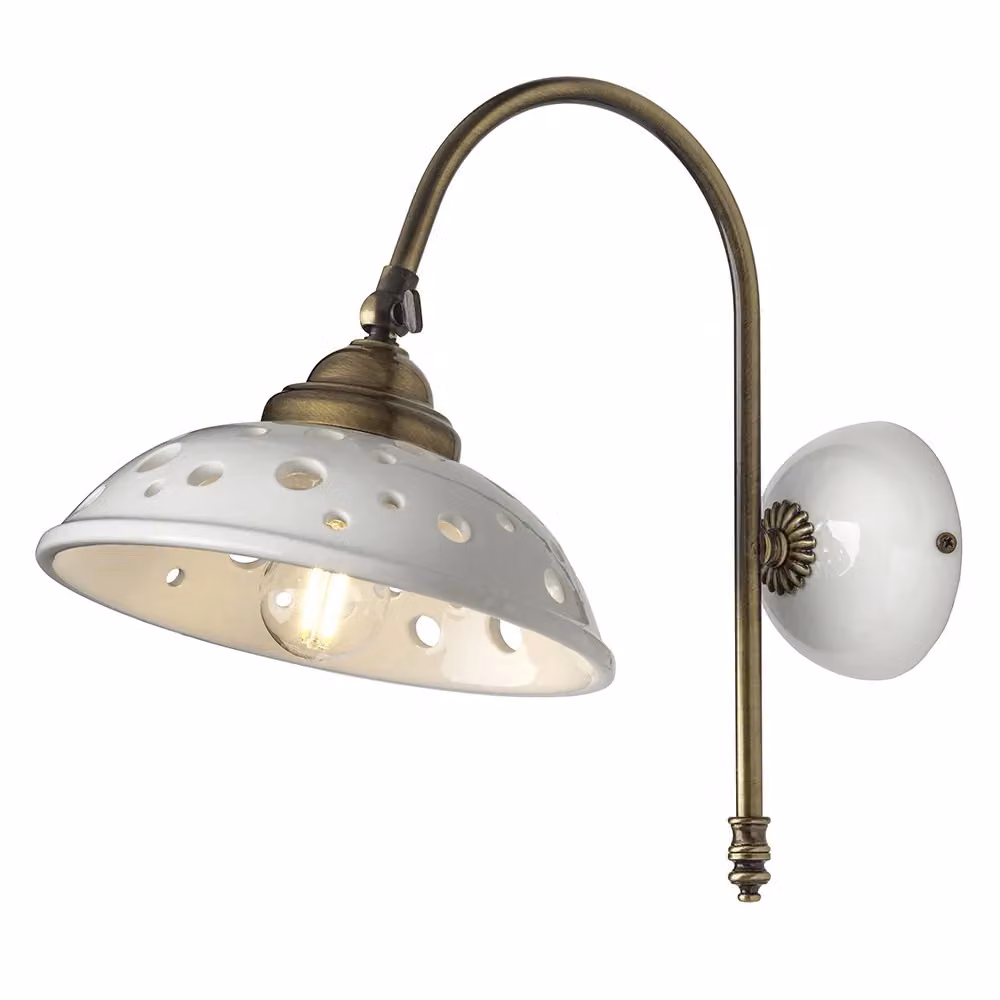 Applique Contemporanea Ceramiche Borso in Ceramica Bianca e Ottone con Braccio Regolabile – 2
