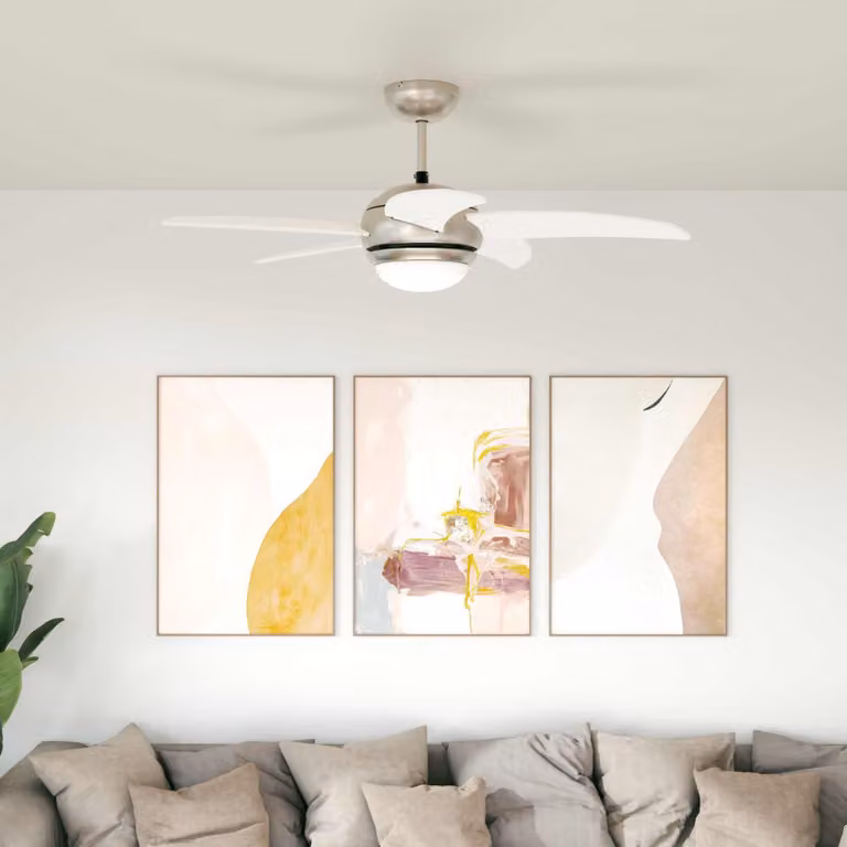 vidaXL Ventilatore da soffitto con luce e telecomando, Bianco, Ø 110 cm