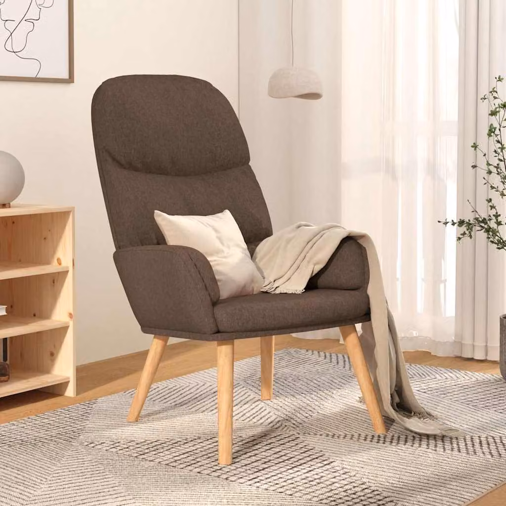 Poltrona Relax vidaXL in Tessuto con Braccioli e Struttura in Metallo e Legno, Colore Tortora