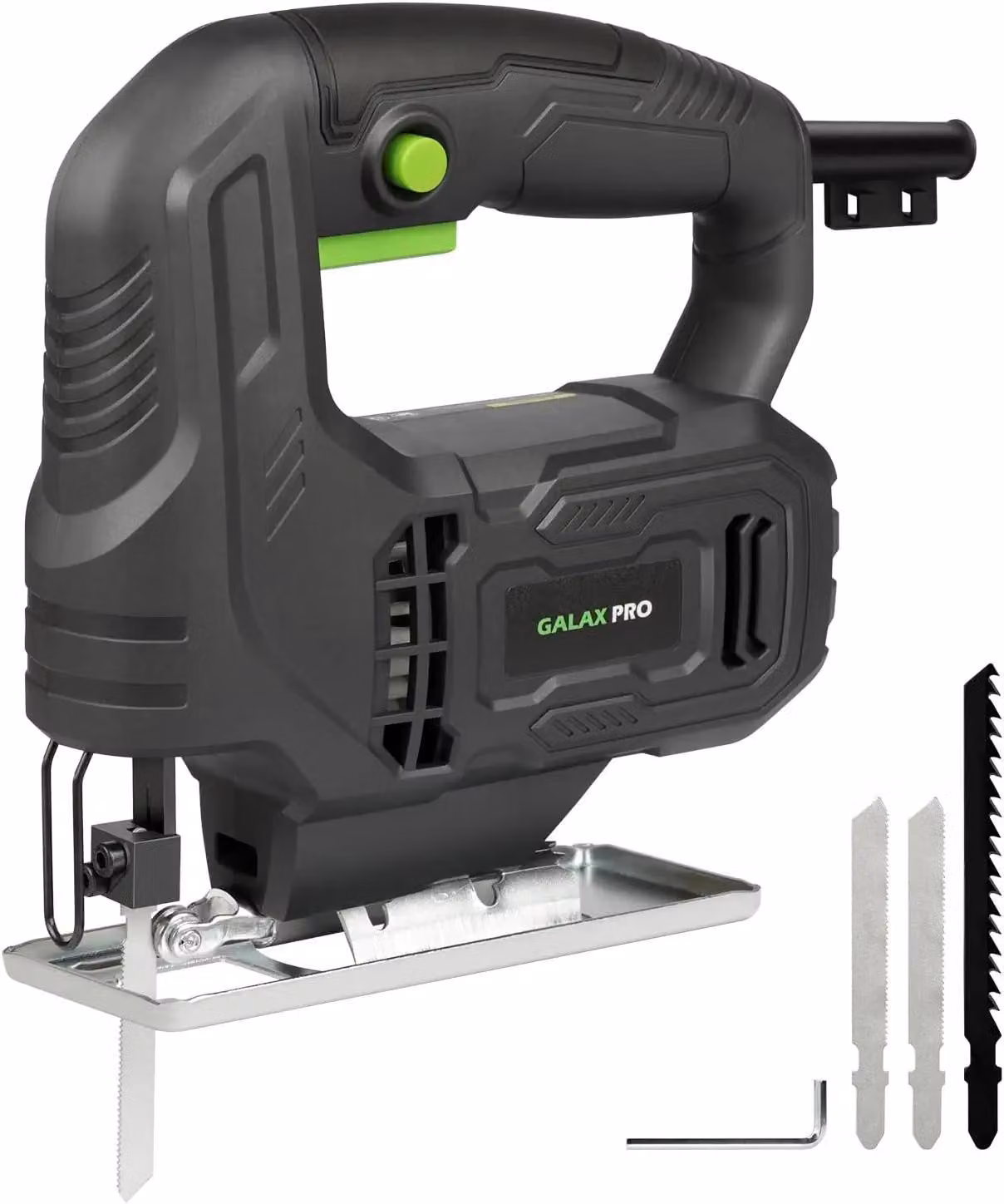 Sega circolare elettrica - 400 W; sega a nastro - 3000 corse al minuto; taglio inclinato fino a ±45°; blocco per funzionamento continuo; lame per legno e metallo