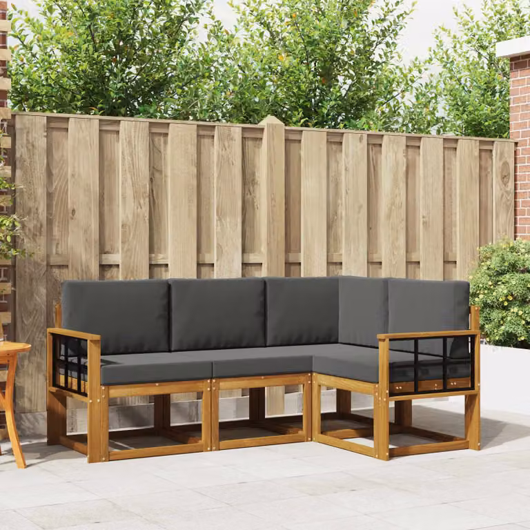 Set di divani da esterno vidaXL 4 pz in legno di acacia con cuscini, beige e antracite