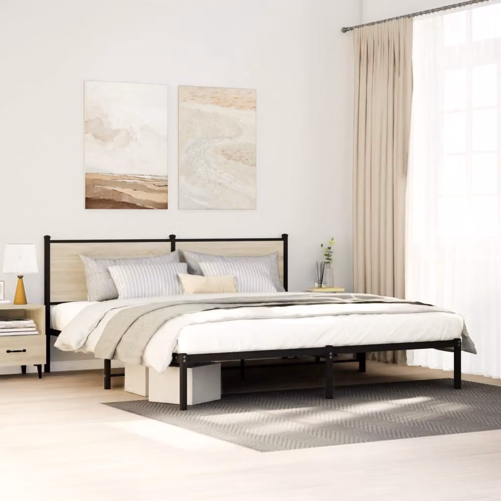 vidaXL Giroletto in Metallo Rovere Sonoma L: 160 cm, P: 200 cm
