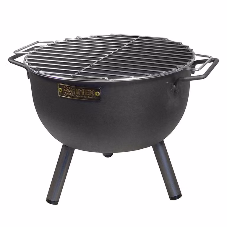 Imex El Zorro 71426.0 Griglia da tavolo rotonda con griglia zincata, nera, 30 x 28 x 40 cm
