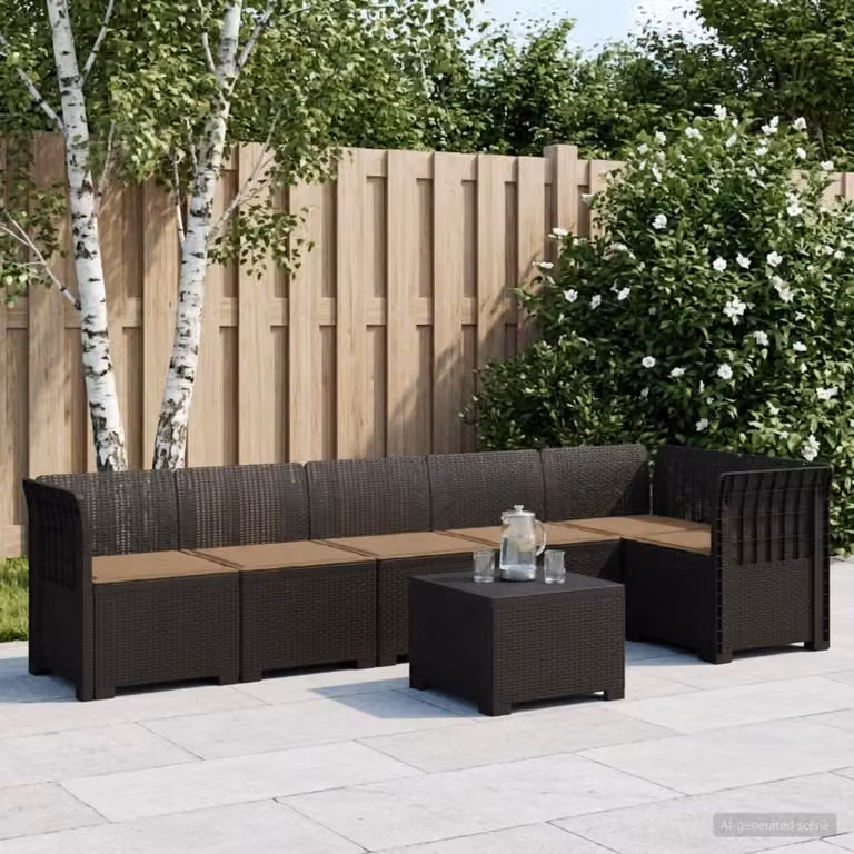 Set da giardino vidaXL a forma di L con divano a 3 posti, tavolino da caffè e cuscini, design moderno in rattan resistente alle intemperie, disponibile in antracite, beige o marrone