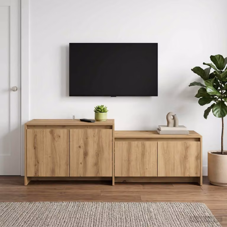 Mobile TV moderno vidaXL in legno color rovere, L 147 x P 35 x H 50 cm