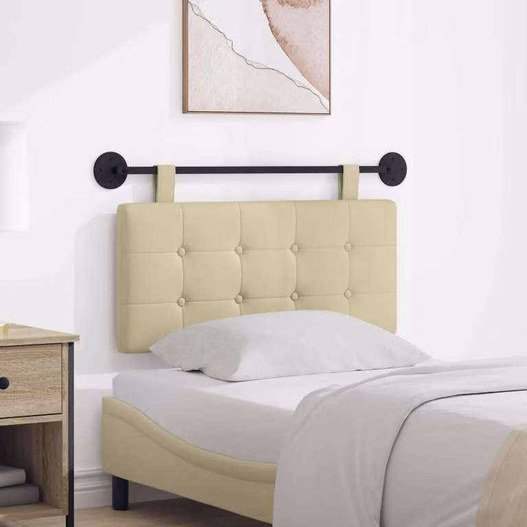 vidaXL Testiera del letto sospesa in similpelle beige con design geometrico moderno