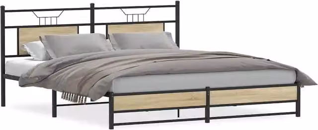 Giroletto senza materasso vidaXL in Rovere Sonoma e metallo, L/P/H: 160 x 200 x 207 cm