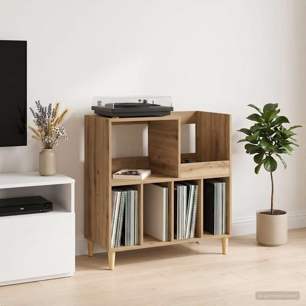 vidaXL Supporto per giradischi moderno in legno marrone L: 82 cm, P: 39,5 cm, H: 82,5 cm