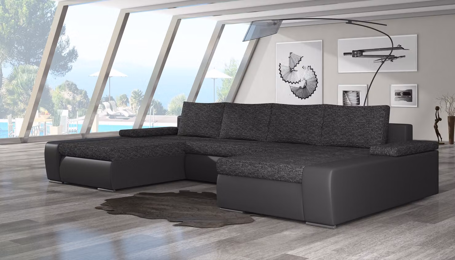 XXL Big Schlafsofa Relax Wohnzimmer Ecksofa Garnitur Polster Couch Eckgarnitur