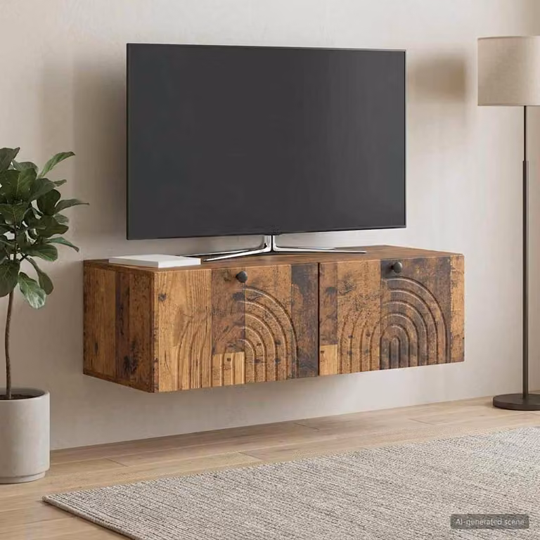 vidaXL Mobile Porta TV Moderno in Legno e Metallo, Colore Marrone, L 99 x P 41 x H 30 cm
