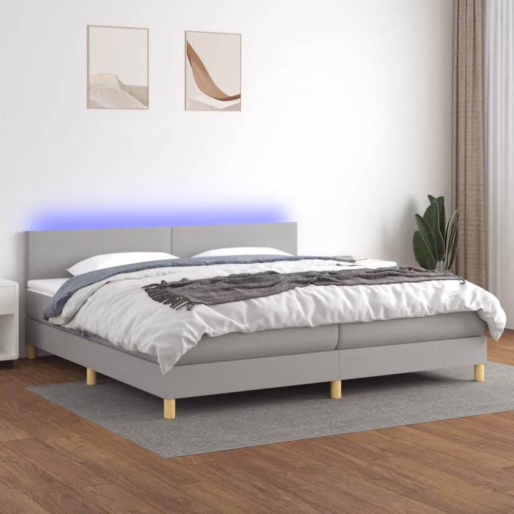 Maison Exclusive - Letto a Molle Materasso e LED Grigio Chiaro 200x200 cm Tessuto
