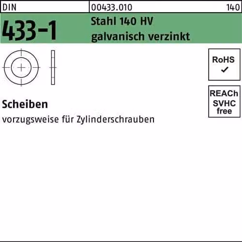 Reyher 433 Rondelle 4,3 x 8x0,5 zincate (5000 pz.)