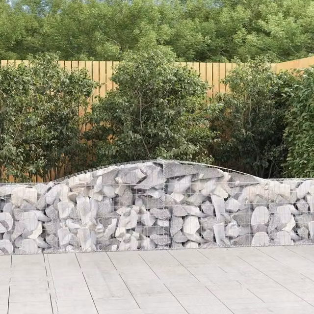 Set di 9 Cesti Gabbioni ad Arco vidaXL in Acciaio Zincato Grigio L: 400 cm, P: 30 cm, H: 60-80 cm