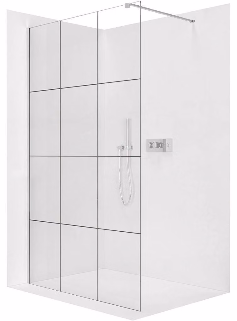 Pannello doccia angolare Walk-in Onyx Cube L/P - 8 mm - montante quadrato - cromo, vetro temperato - 120x200 cm