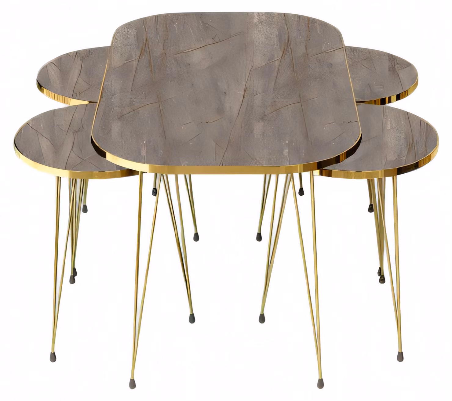 Eleganter grauer Holz-Couchtisch mit Beistelltischen im modernen Stil