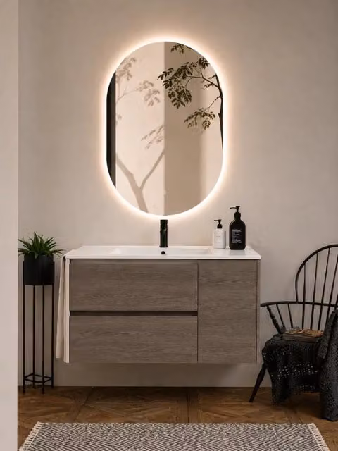 Mobile bagno con lavabo ORIGENBATH ITACA senza specchio 120x45 cm 1 vasca rovere smoky