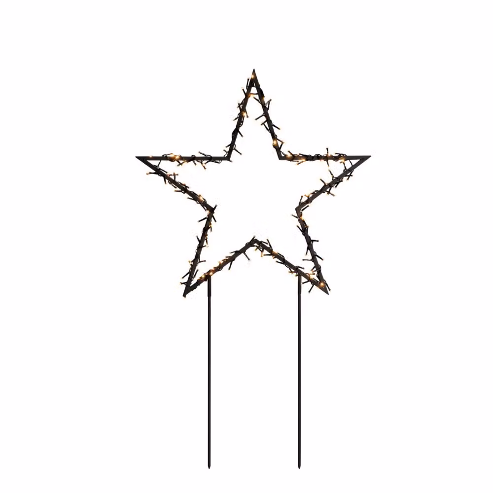 Konstsmide 4463-800 Stella metallica a LED, nera, 150 diodi color ambra, 30V, per esterni (IP44), 3,6W, cavo nero