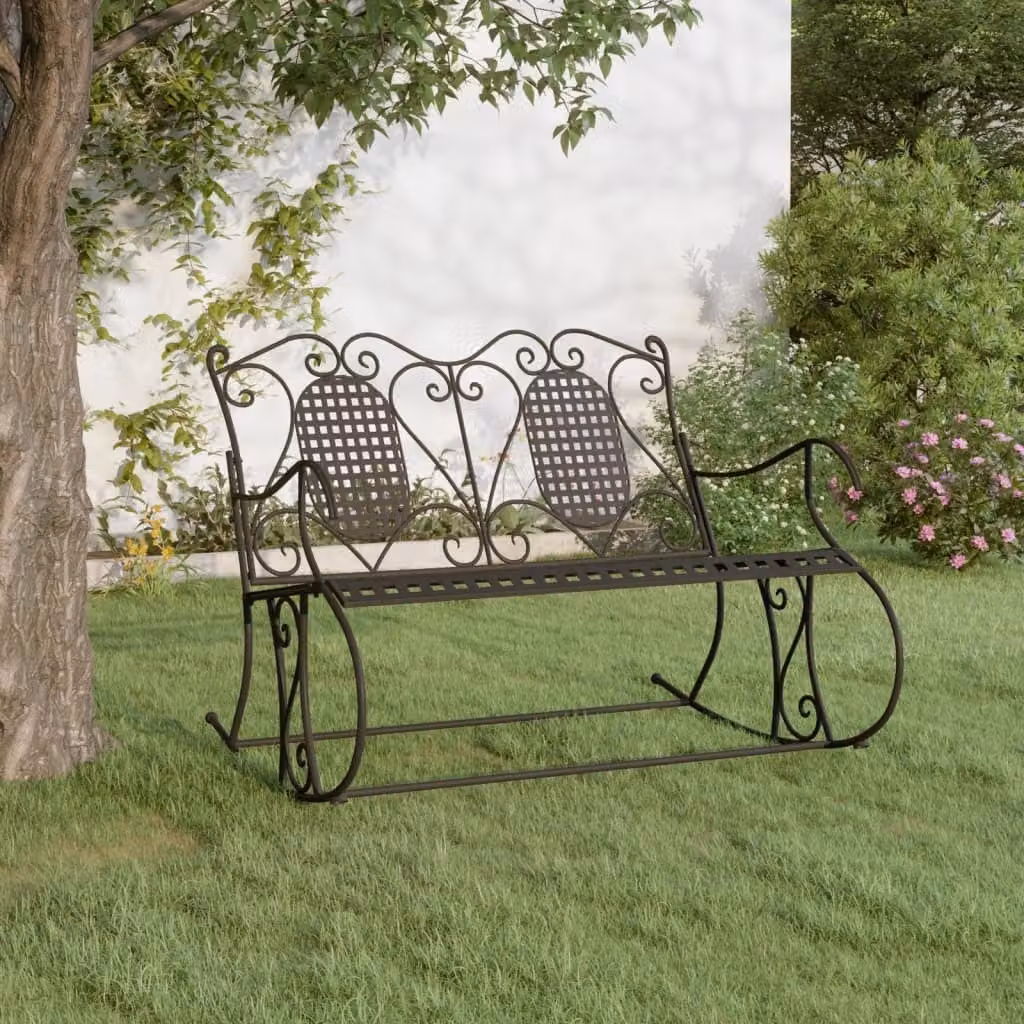 The Living Store Panca a dondolo a 2 posti 113 cm in acciaio nero