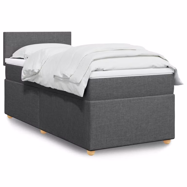 vidaXL Giroletto a Molle con Materasso Ibrido in Tessuto Grigio e Bianco L 200 x L 80 cm