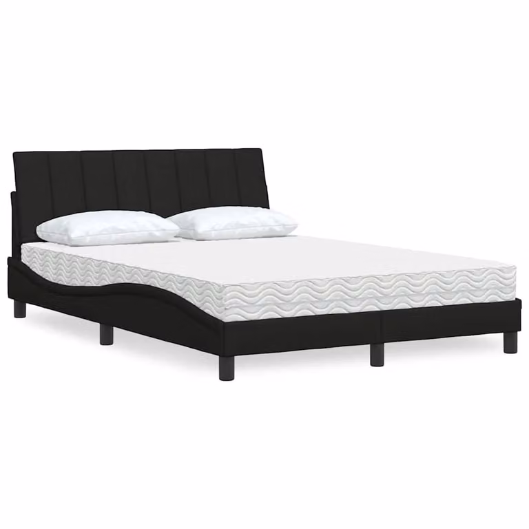 Letto con Materasso Hanko vidaXL in Tessuto Nero L/P: 140 x 190 cm