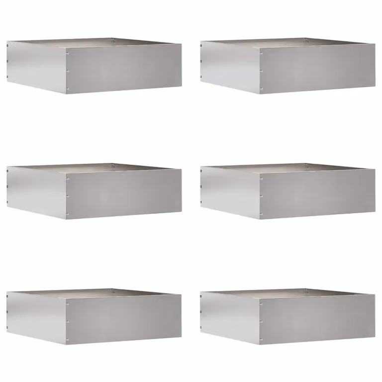 Set di 6 bordure per prato vidaXL in acciaio inox argento, L/P/H: 40 x 40 x 13 cm
