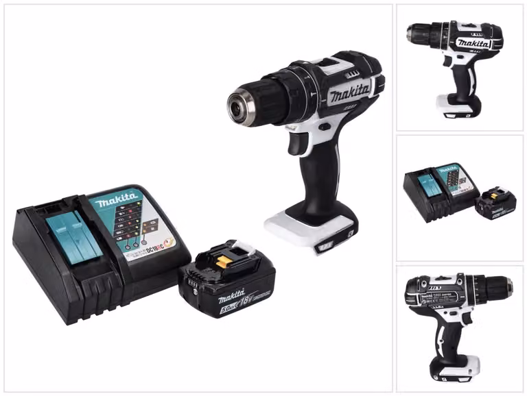 Trapano avvitatore a percussione a batteria Makita DHP 482 RT1 W 18 V 62 Nm + 1 batteria da 5,0 Ah + caricabatterie