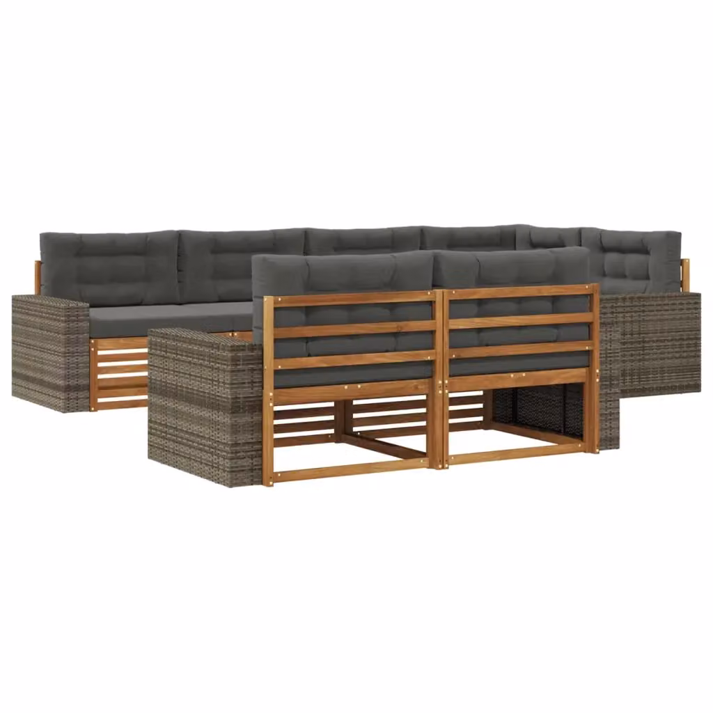 Set di divani da esterno vidaXL 7 pezzi in legno di acacia con cuscini beige e antracite – 2