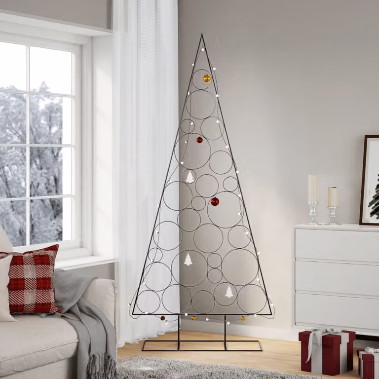 Albero di Natale decorativo moderno vidaXL in metallo nero, Altezza: 210 cm