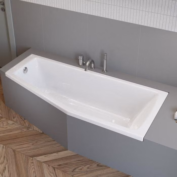 vasca da bagno a pavimento Gina, salvaspazio, 170 x 75 cm, angolo a destra