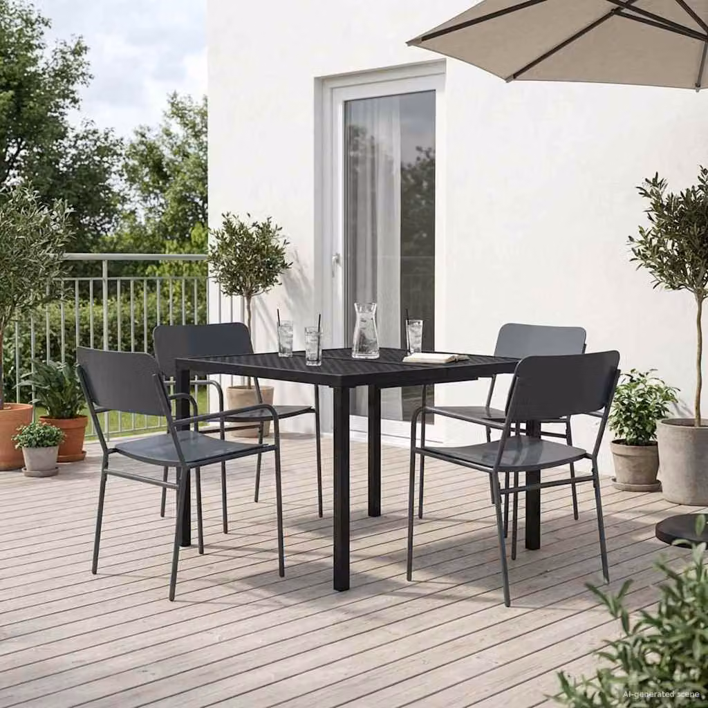 Set Mobili da Esterno Moderno vidaXL 5 Pezzi in Acciaio Antracite Matt