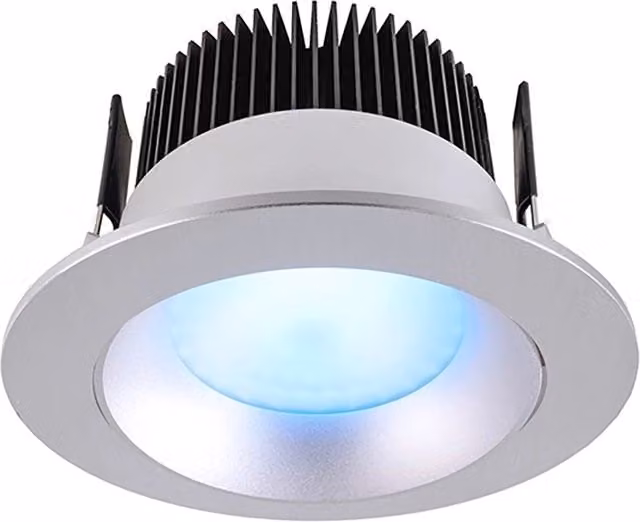 KIT cromoterapia faretto centralina WiFi LED 16W RGB 3000K 24V incasso 94mm luce colorata box doccia Alexa Google SILVER