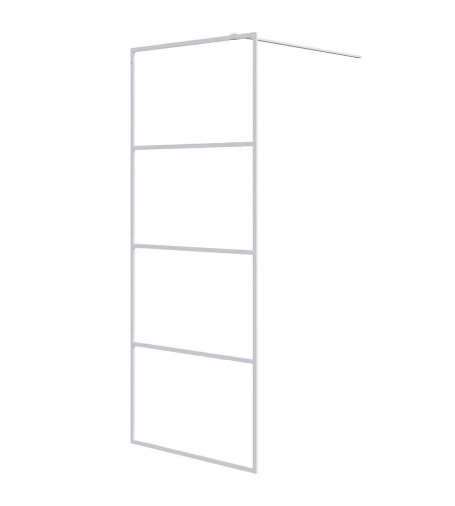 Parete Doccia Walk in vidaXL Bianca con Vetro Trasparente ESG L: 80 cm, H: 195 cm