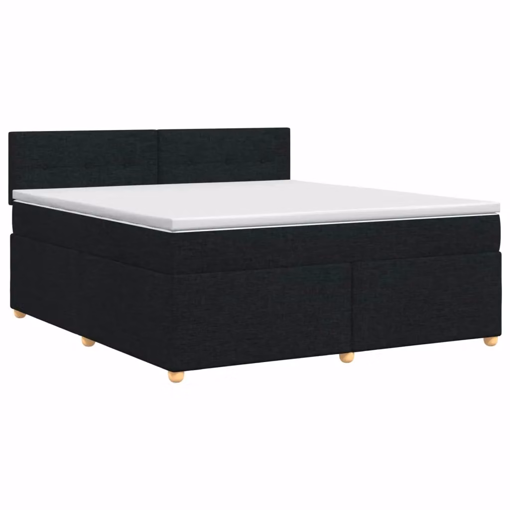 Letto box spring con materasso ibrido vidaXL in tessuto nero L 140 x P 190 cm – 2