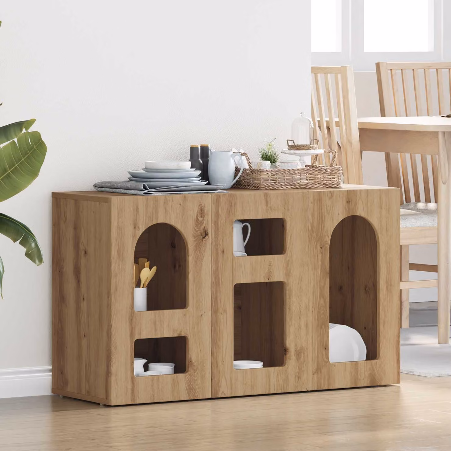 Credenza moderna vidaXL ELST in rovere color marrone L 100 cm, P 35 cm, H 59 cm