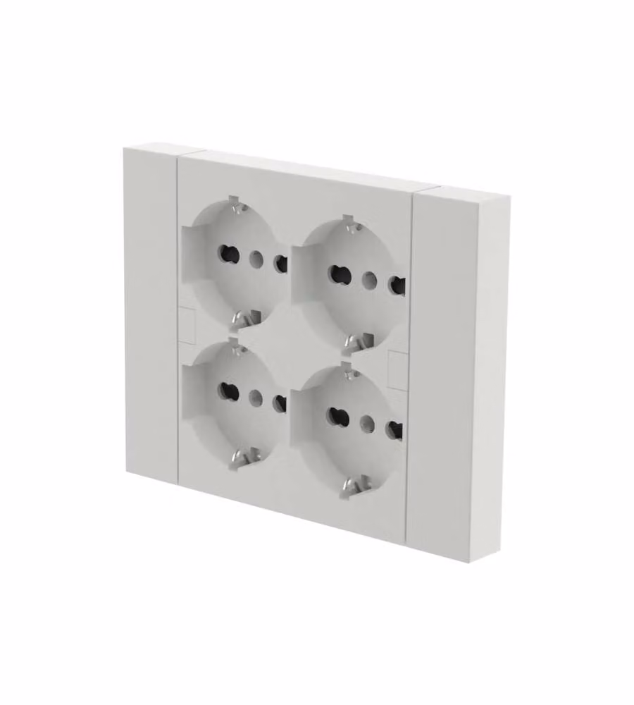 Electraline Multipresa da incasso Quadra 4 prese Schuko P40 per scatole 3 moduli