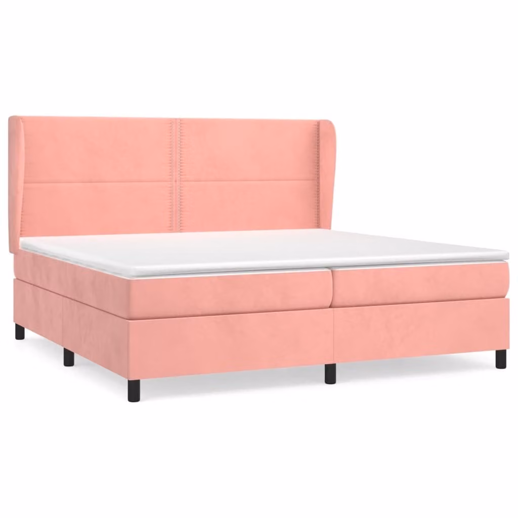 Giroletto a Molle con Materasso Rosa 200x200 cm in Velluto
