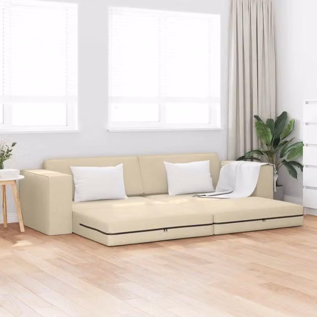 Divano letto Crema 245 x 78 x 77 cm Tessuto 4106721