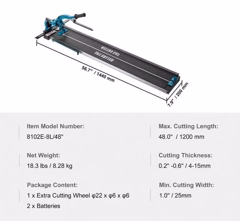 Tagliatrice per piastrelle manuale - Nera - 8,28 kg - Disco da taglio in carburo di tungsteno