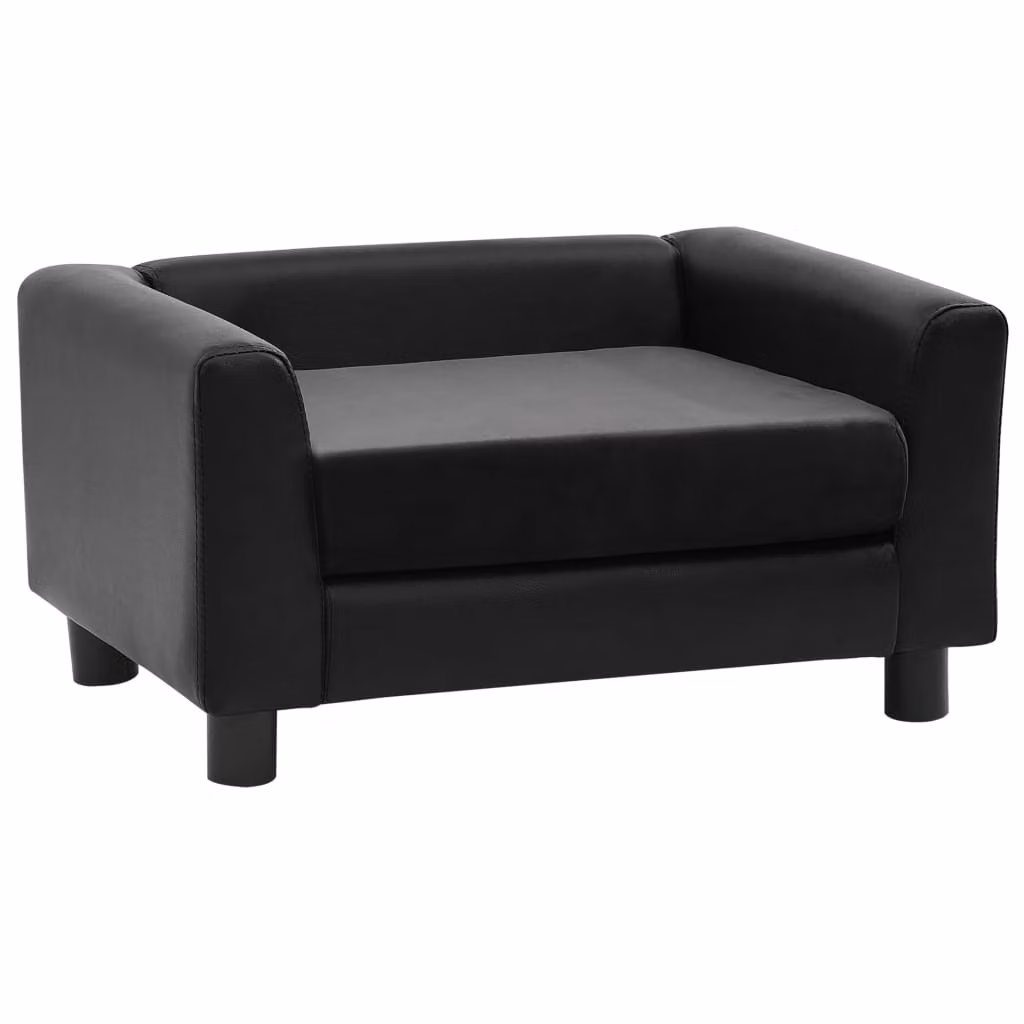 Divano per Cani Nero 60x43x30 cm in Peluche e Pelle finta