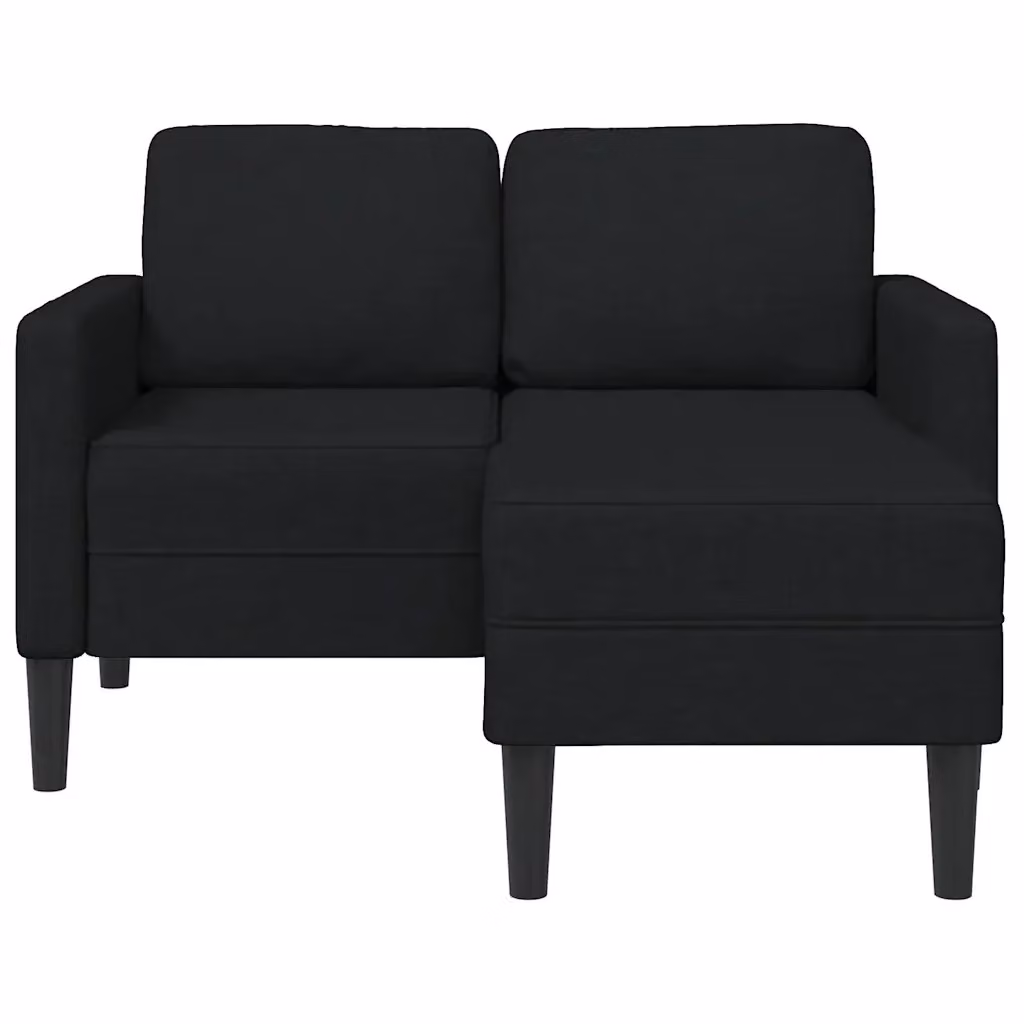 Divano a L con Chaise Longue vidaXL in Tessuto Nero Moderno L/P/H: 125 x 85 x 46 cm – 2