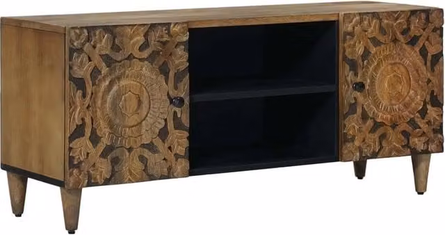Mobile TV-Credenza per TV Marrone 105 x 33,5 x 46 cm Legno di mango massello 981841