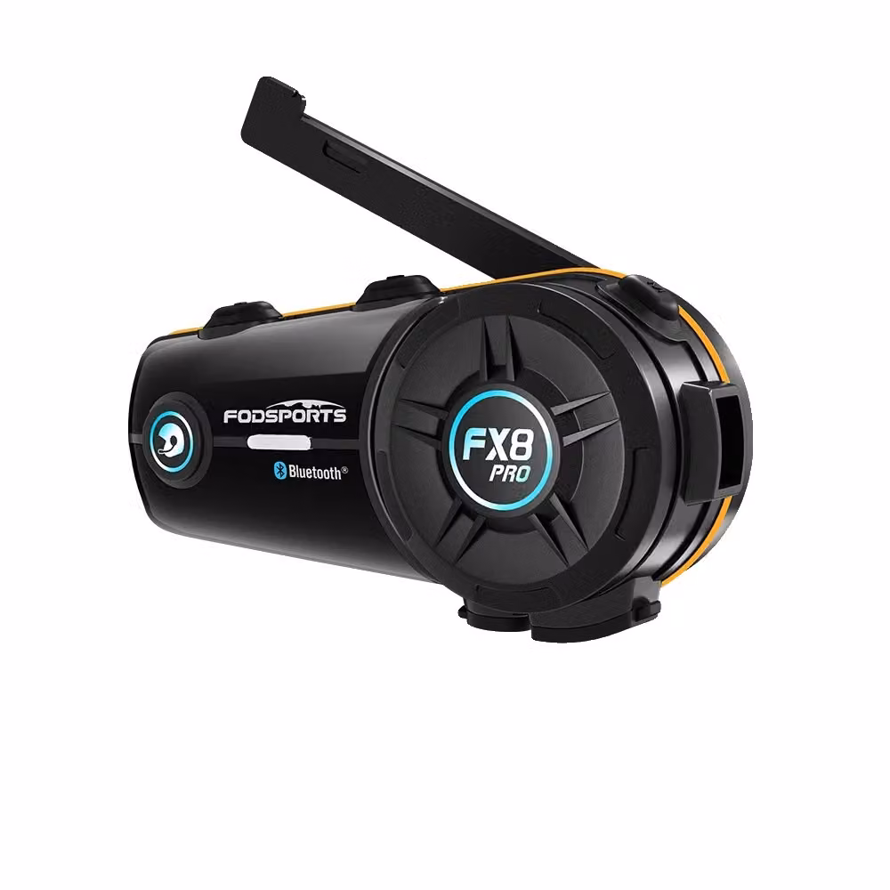 Interfono per motocicletta, doppio chip Bluetooth BT50, portata dell'interfono fino a 2000 metri, capacità della batteria di 900 mAh, compatibilità universale con diversi modelli di casco, radio FM 76-108 MHz